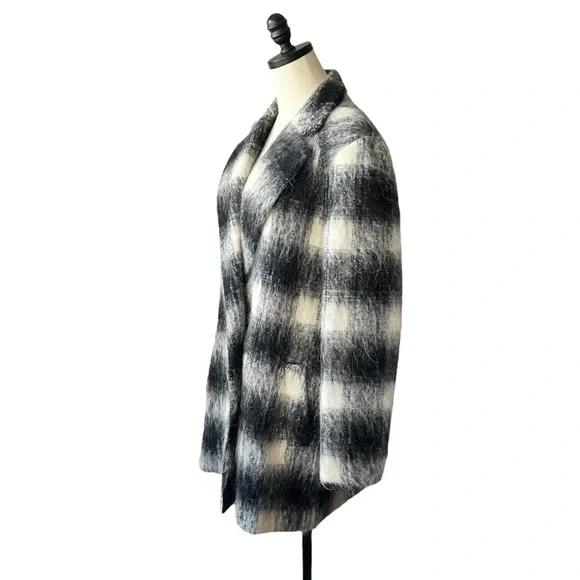 Theory Plaid Cafe Lithe Double Breasted CoatMEDIUM